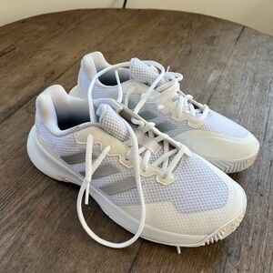 adidas White and Light Gray Women's court tennis shoes